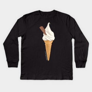 Hand Drawn New Zealand Soft Serve Ice Cream - Mr Whippy Kids Long Sleeve T-Shirt
